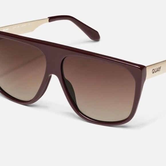 Quay Australia NO CURFEW Shield Sunglasses ESPR/BROWN Polarized Oversized - Picture 5 of 7